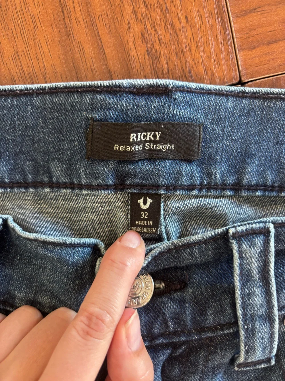 True Religion Ricky SN Flap Relaxed Straight Jeans Dark Denim Sz. 32x32 $159